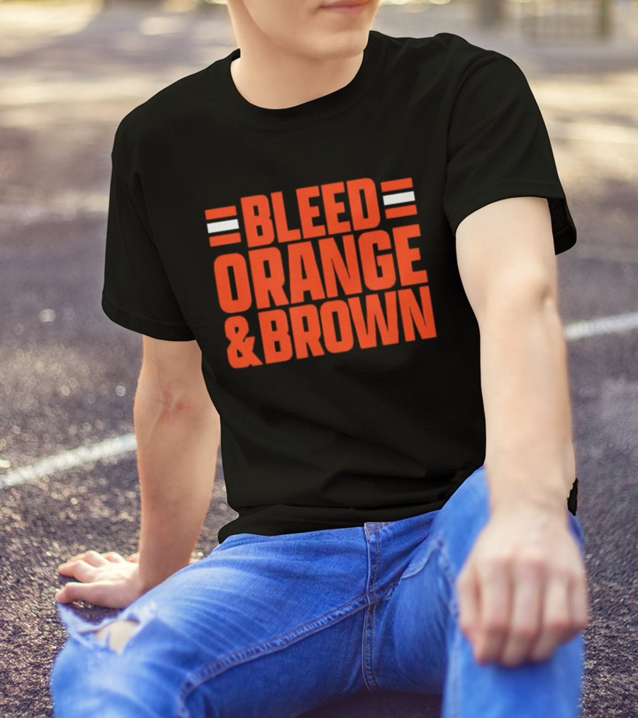 Bleed Orange And Brown Cleveland Browns T-Shirt
