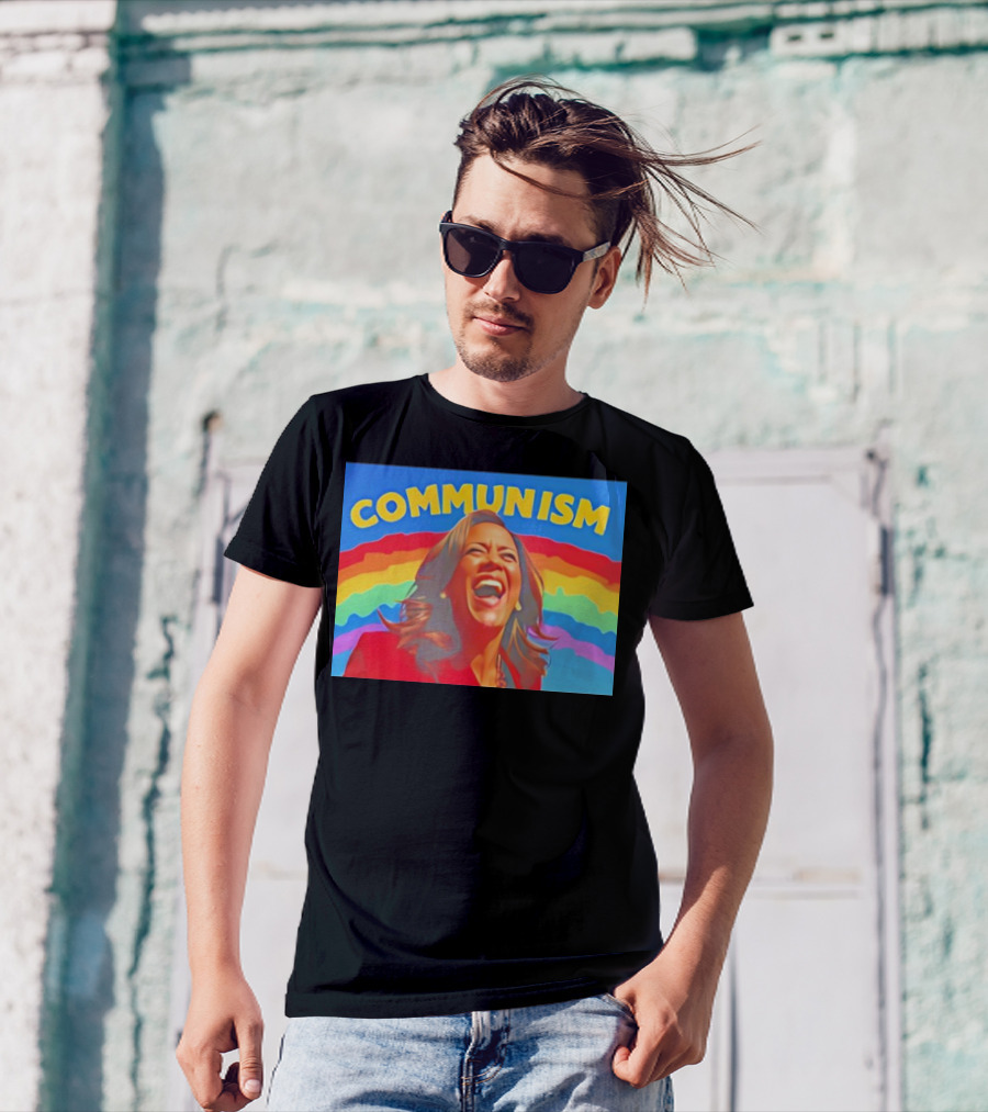 Communism Kamala Harris Laughing Rainbow T-Shirt