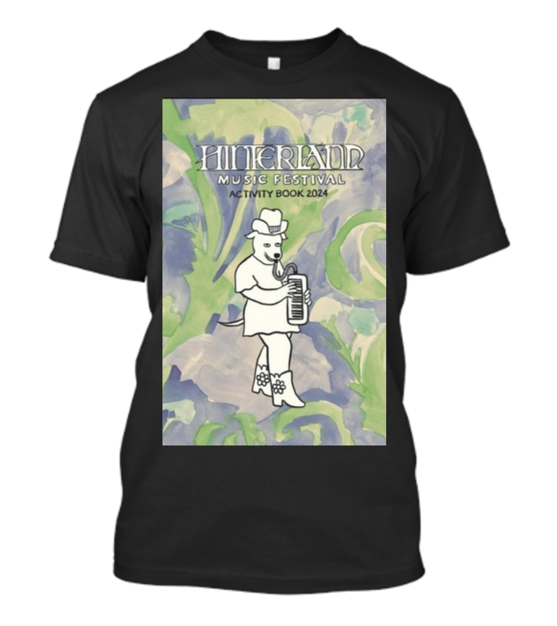 Hinterland Music Festival Activity Book 2024 Bear Playing Accordion T-Shirt