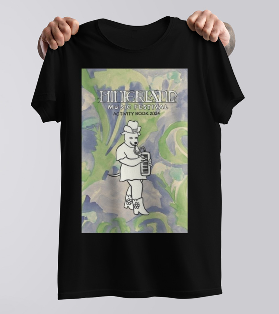 Hinterland Music Festival Activity Book 2024 Bear Playing Accordion T-Shirt