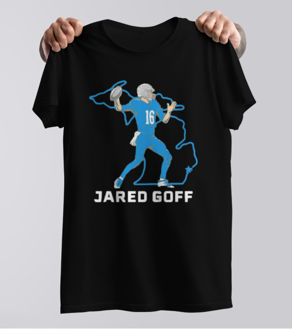 Jared Goff Detroit Football Star Quarterback Michigan Outline T-Shirt