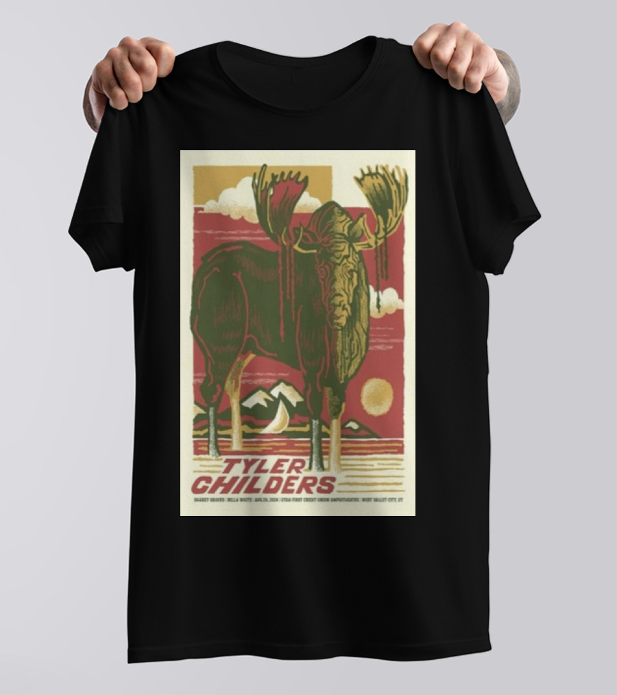 Tyler Childers USANA Amphitheatre August 20 2024 Moose And Mountain Art West Valley City T-Shirt