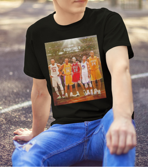 Best Starting 5 Ever LeBron Kobe Michael Steph Shaquille Basketball Legends T-Shirt
