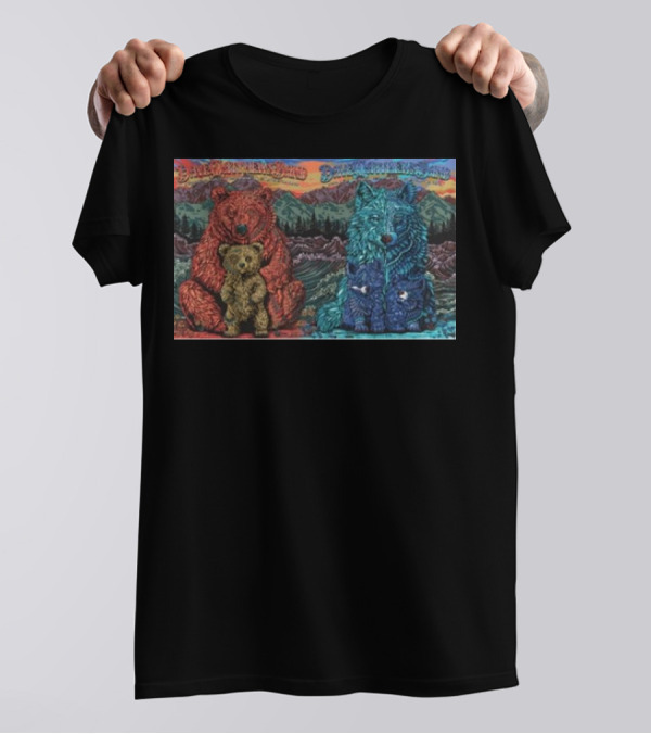 Dave Matthews Band Fiddler’s Green Amphitheatre Englewood Co Aug 23-24 2024 Bears And Wolves Mountain Sunset T-Shirt