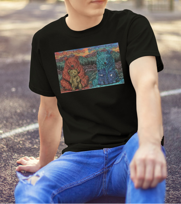 Dave Matthews Band Fiddler’s Green Amphitheatre Englewood Co Aug 23-24 2024 Bears And Wolves Mountain Sunset T-Shirt