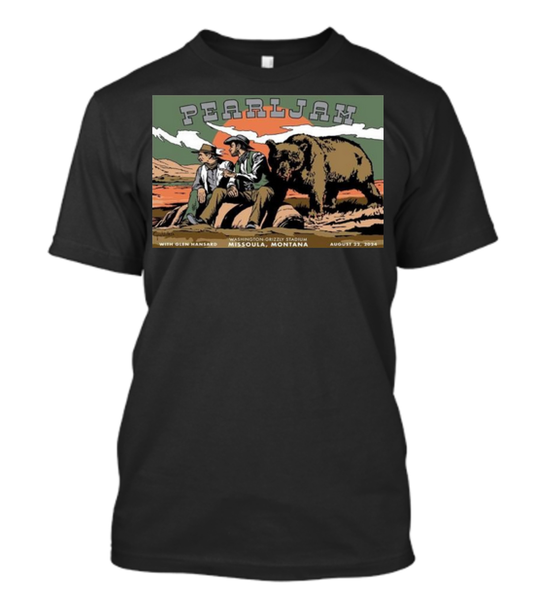 Pearl Jam Missoula Montana Cyrus Walker Glen Hansard Tour Washington-Grizzly Stadium August 22 2024 Bear Cowboys T-Shirt