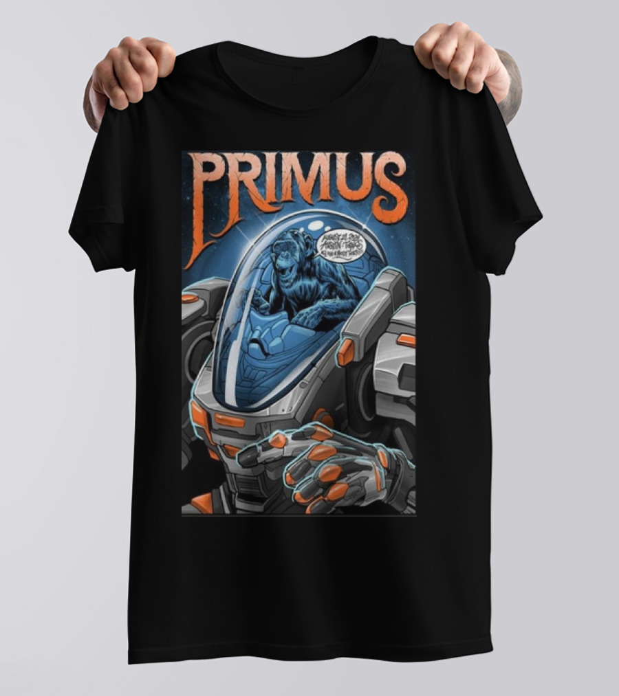 Primus Austin TX August 21 2024 Chimpanzee In Space Mech Suit T-Shirt