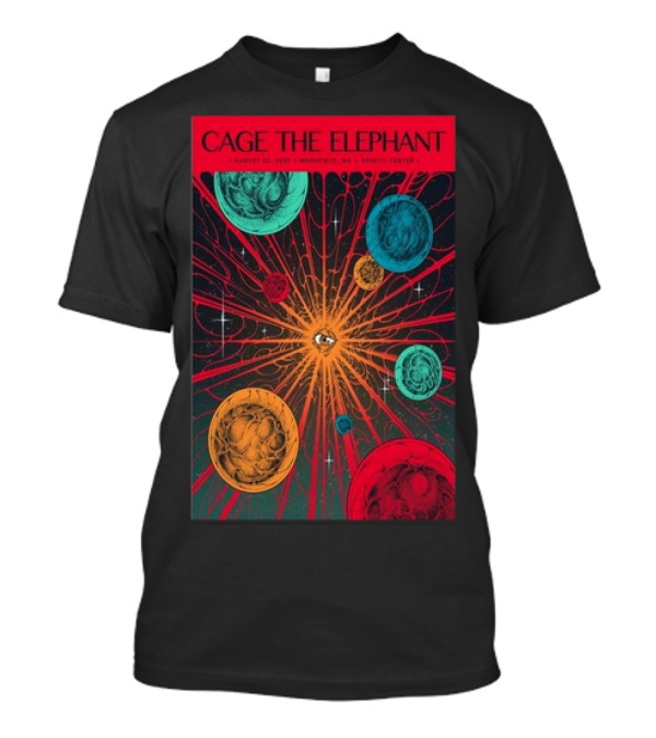 Cage The Elephant Cosmic Art Xfinity Center Aug 22 2024 Marshfield MA T-Shirt