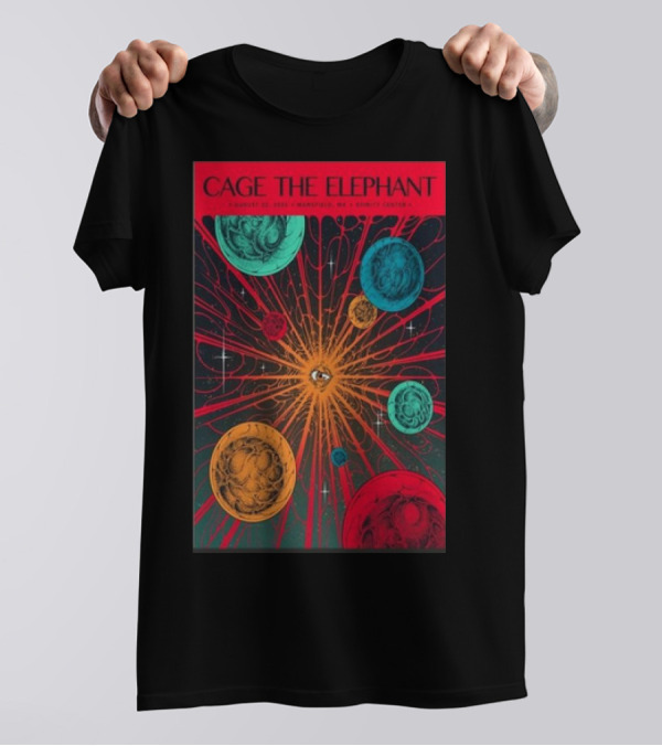 Cage The Elephant Cosmic Art Xfinity Center Aug 22 2024 Marshfield MA T-Shirt