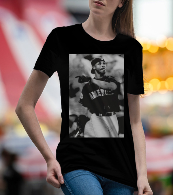 Mina Kimes Wearing Ken Griffey Jr. Baseball America Jersey T-Shirt