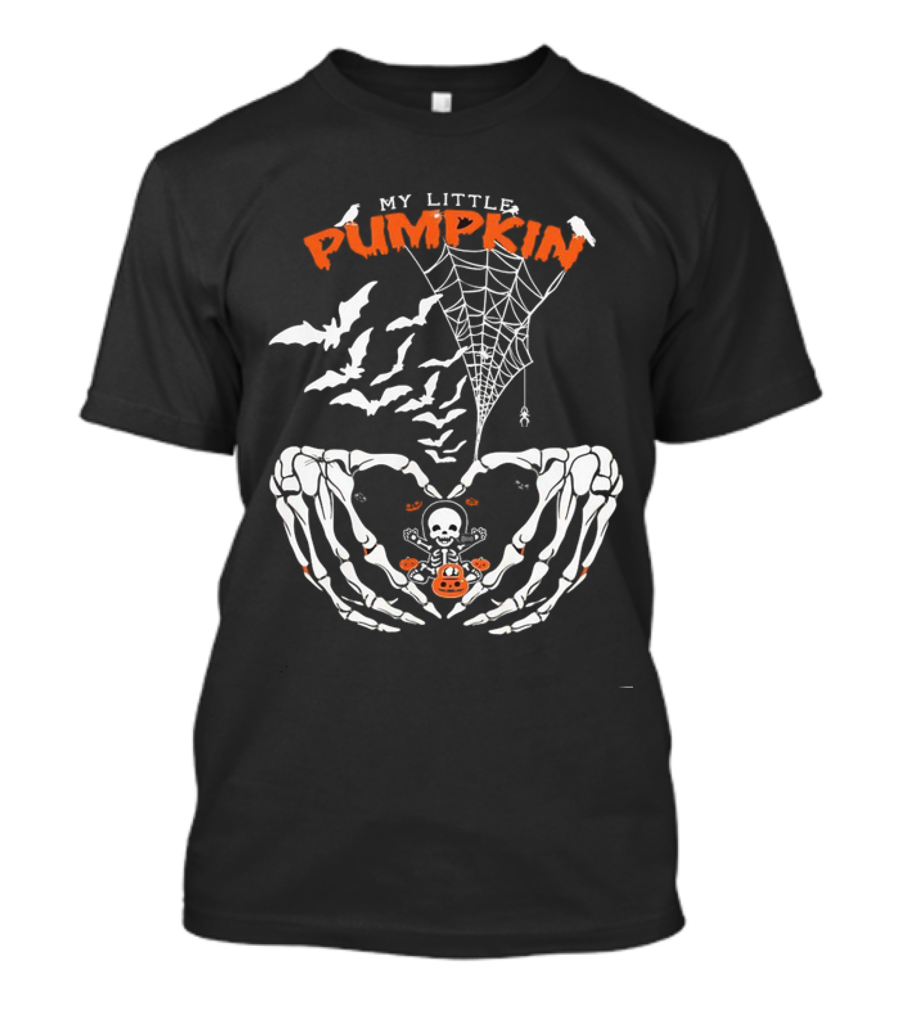 My Little Pumpkin Skeleton Halloween Bats Web T-Shirt