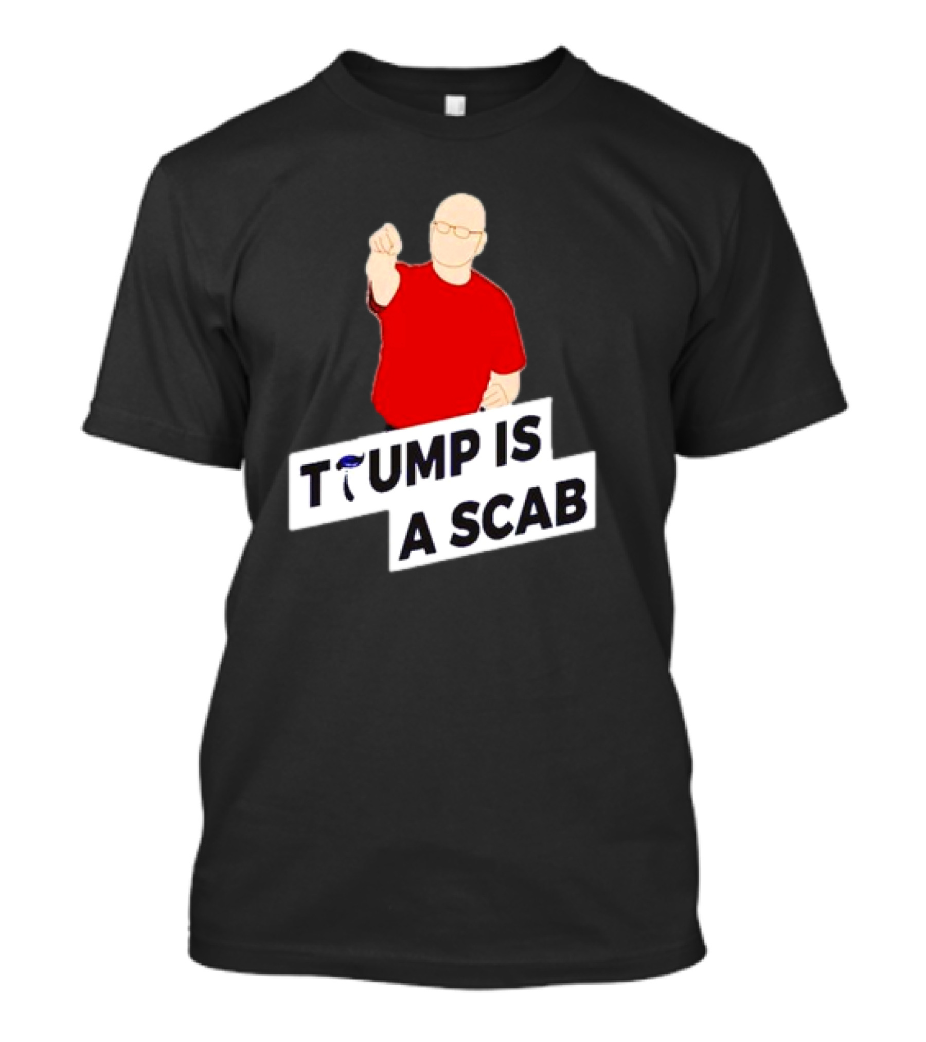 Shawn Fain Trump Is A Scab Graphic Red Shirt Fist Pose T-Shirt