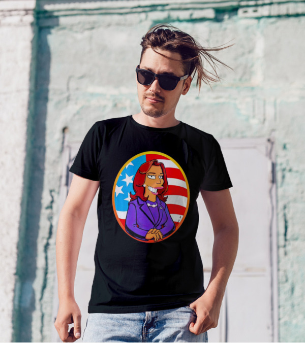 Anna Maltese Kamala Devi Harris Cartoon Character American Flag T-Shirt