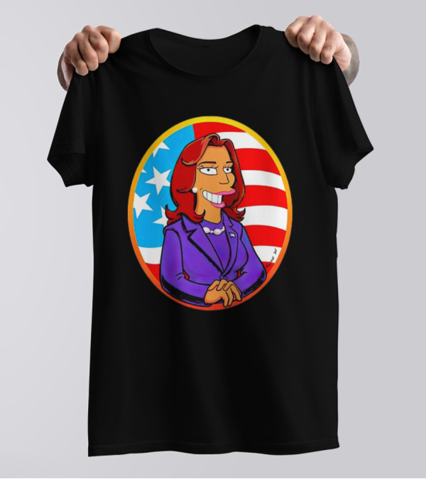 Anna Maltese Kamala Devi Harris Cartoon Character American Flag T-Shirt