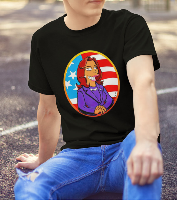 Anna Maltese Kamala Devi Harris Cartoon Character American Flag T-Shirt