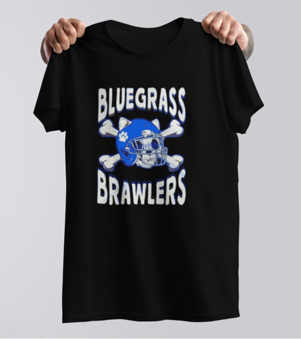 Bluegrass Brawlers Kentucky Wildcats Blue Skeleton Helmet With Bones T-Shirt