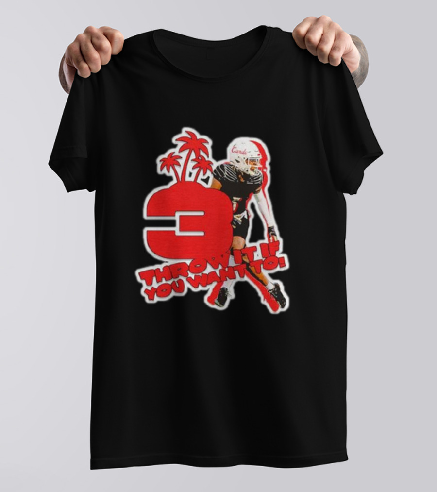 Quincy Riley Number 3 Football Throw It If You Want To Palm Trees T-Shirt