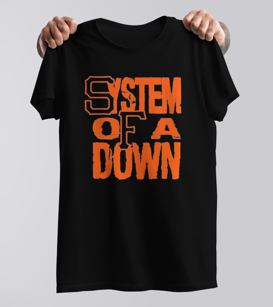 System Of A Down SF Giants Style Stacked Text T-Shirt