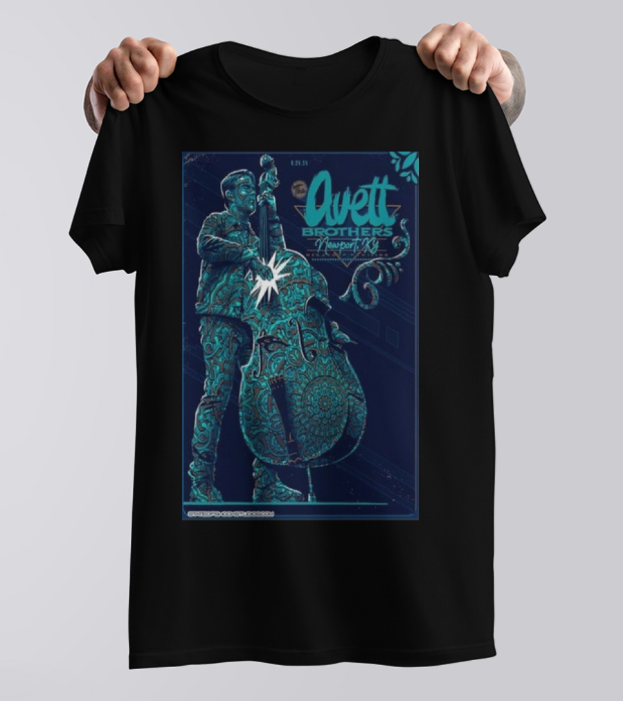 The Avett Brothers Newport KY 2024 Gig Poster With Intricate Musician T-Shirt
