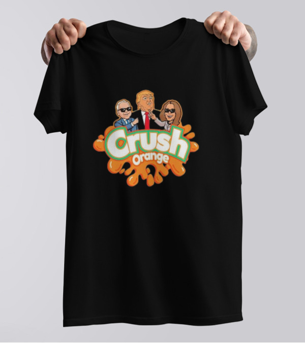 Crush Orange Trump Harris Walz Characters Wearing Sunglasses T-Shirt