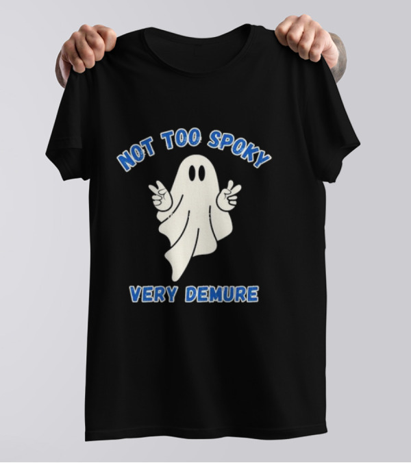 Not Too Spooky Very Demure Peace Sign Ghost Halloween T-Shirt