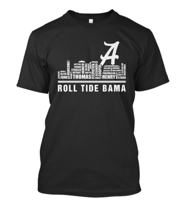 Alabama Crimson Tide Player Names Skyline 2024 Roll Tide Bama T-Shirt