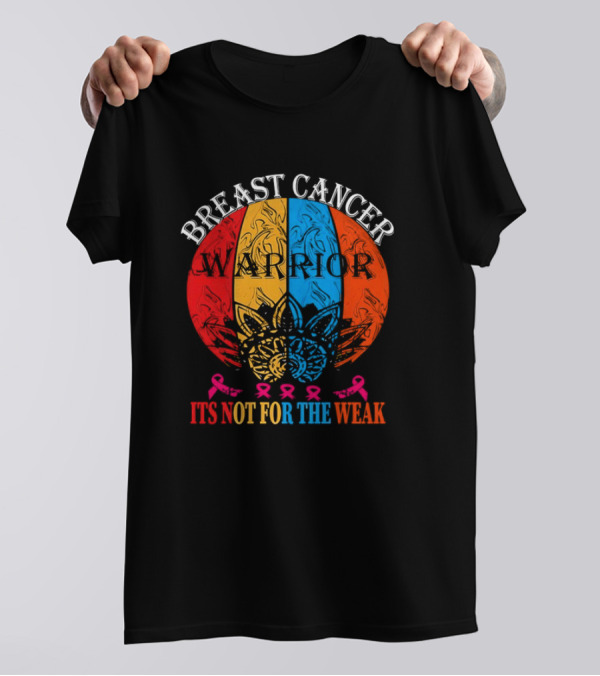 Breast Cancer Warrior Not For The Weak Ribbon Mandala T-Shirt