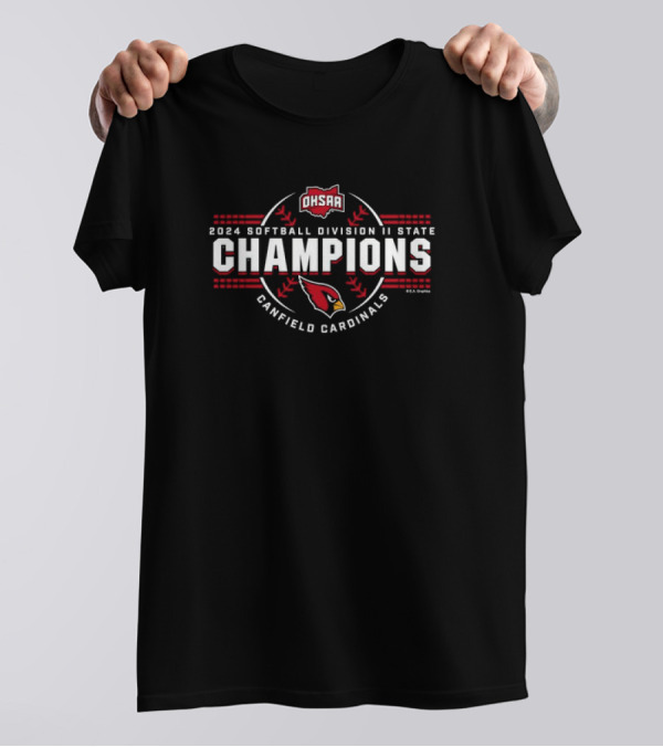 OHSAA 2024 Softball Division II State Champions Canfield Cardinals Baseball Stitching T-Shirt