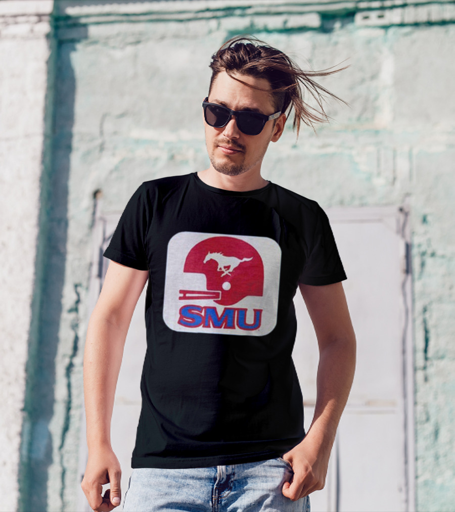 SMU Mustangs Football Red Helmet T-Shirt