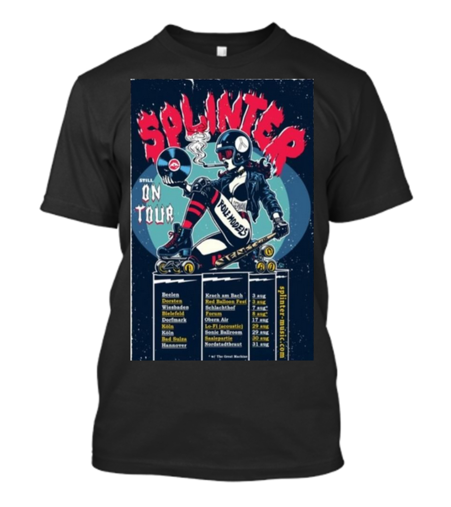 Splinter Roll Models Tour August 3-31 2024 With The Great Machine T-Shirt