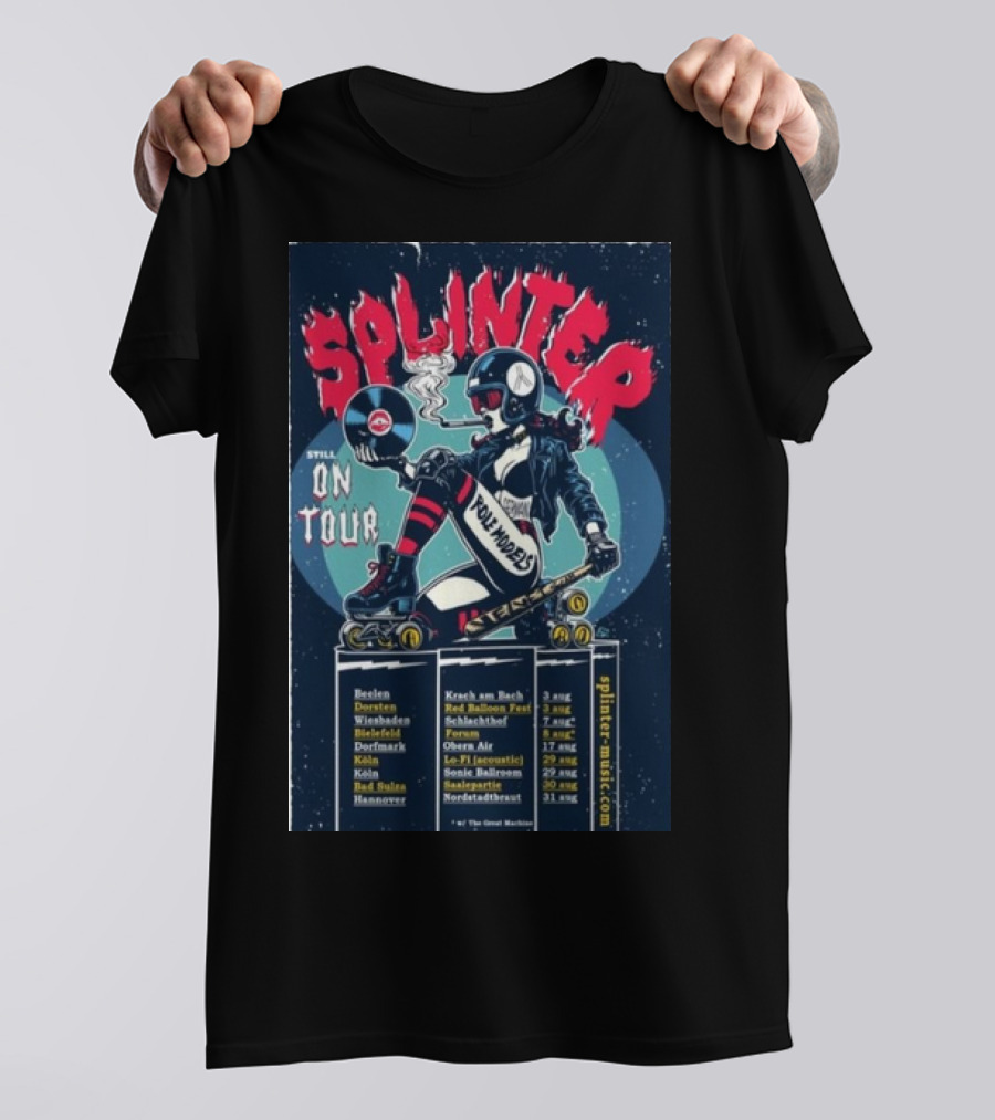 Splinter Roll Models Tour August 3-31 2024 With The Great Machine T-Shirt