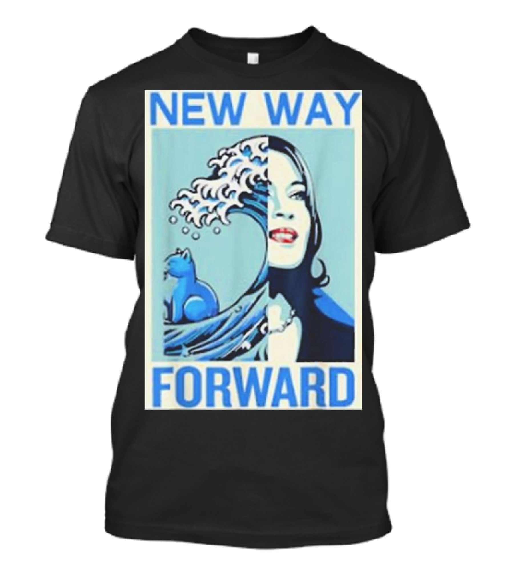 Kamala Harris New Way Forward Blue Wave Cat T-Shirt