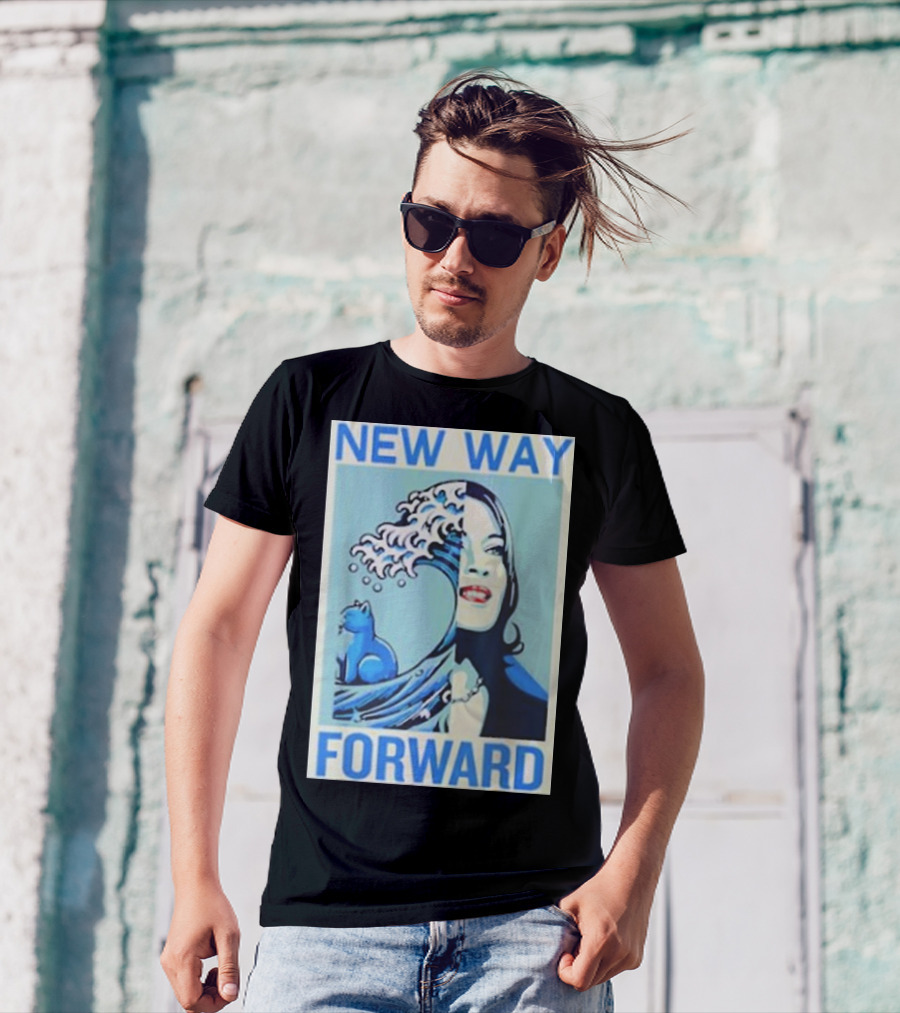 Kamala Harris New Way Forward Blue Wave Cat T-Shirt