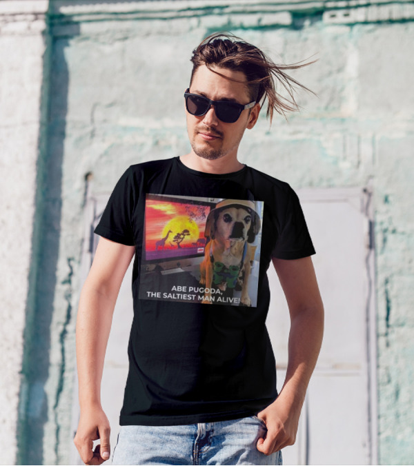 Abe Pugoda The Saltiest Man Alive Funny Pug Safari Adventure T-Shirt