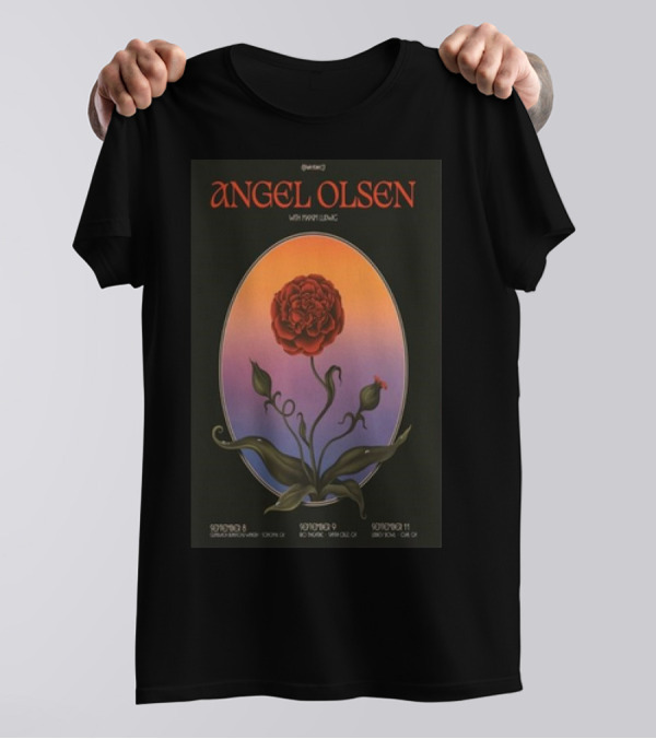 Angel Olsen September 8 2024 Ventura Majestic Ventura Theater Concert Poster With Pinky Pinky Flower T-Shirt