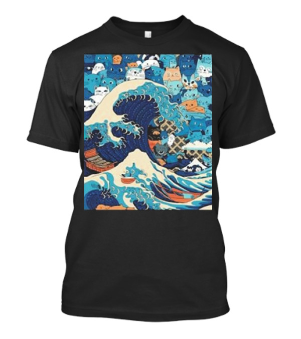 Blue Cats Wave For Kamala Funny President Cat Lady Kam47a Ocean Wave Cats T-Shirt