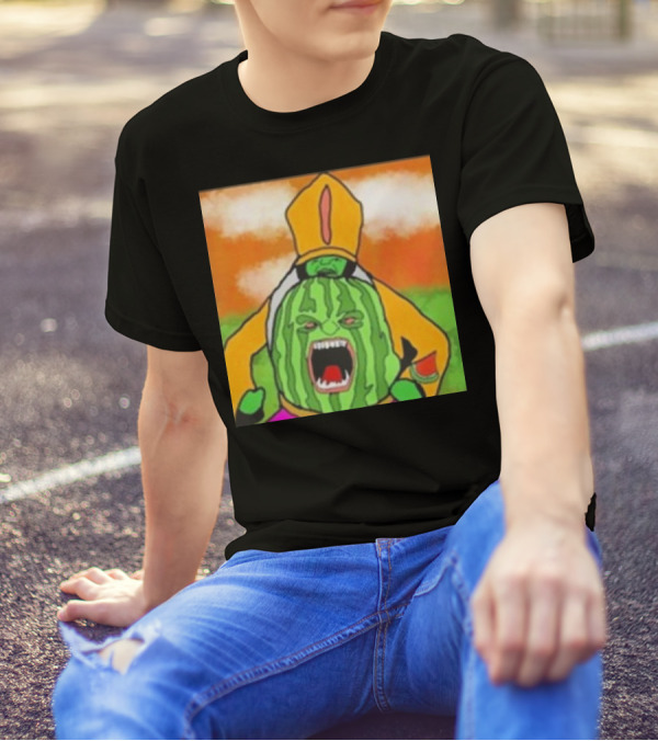Angry Watermelon Priest In Colorful Robes T-Shirt