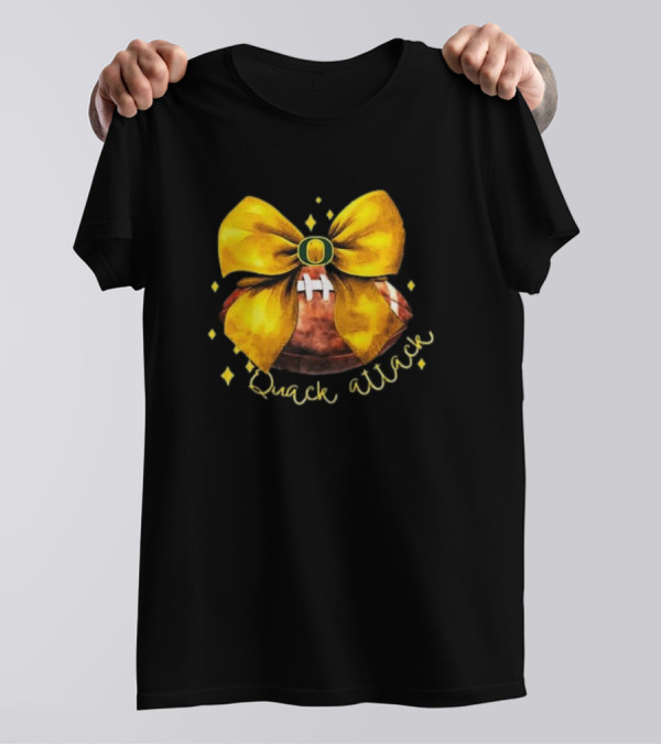 Oregon Ducks Quack Attack Football Bow T-Shirt