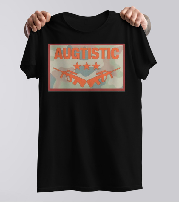 AUGTISTIC Stars And Rifles On Camouflage Background T-Shirt