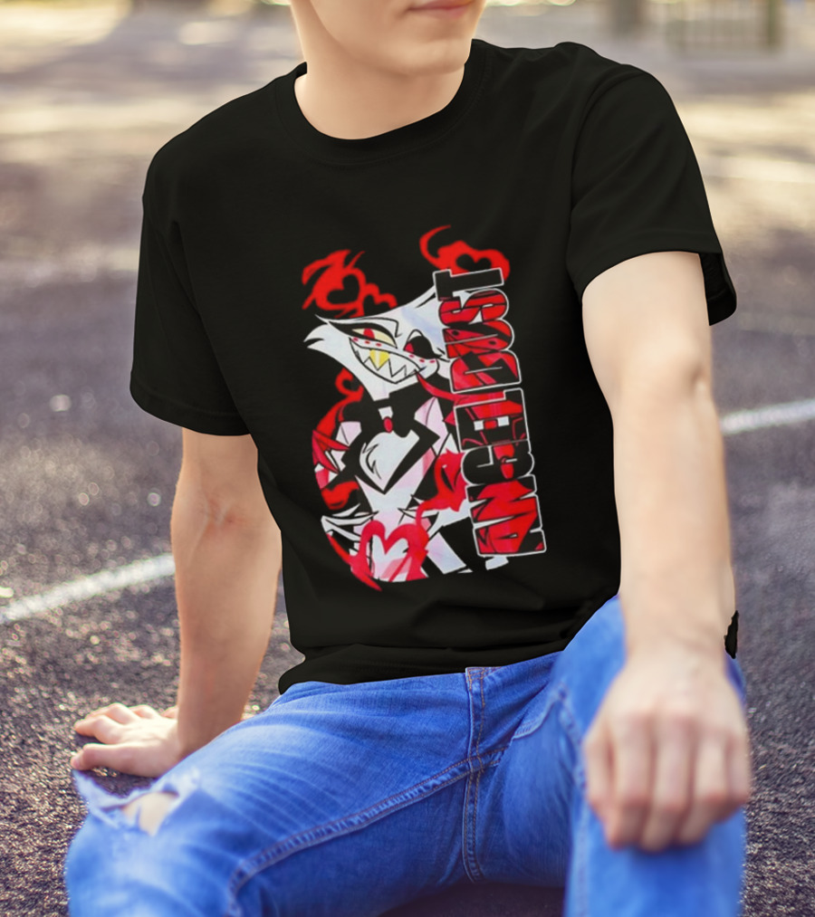 Hazbin Hotel Angel Dust Character With Red Flames T-Shirt