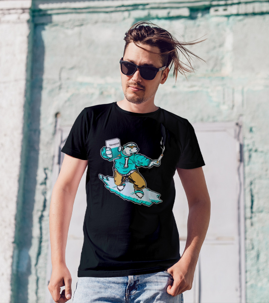 Newport Cigarettes Icee Bear Smoking Hockey T-Shirt