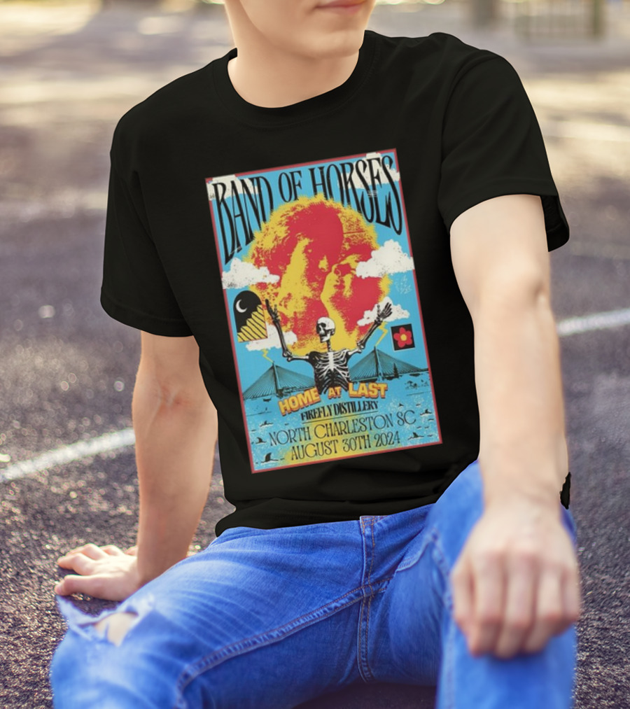 Band Of Horses Home At Last August 30 2024 Firefly Distillery North Charleston SC T-Shirt