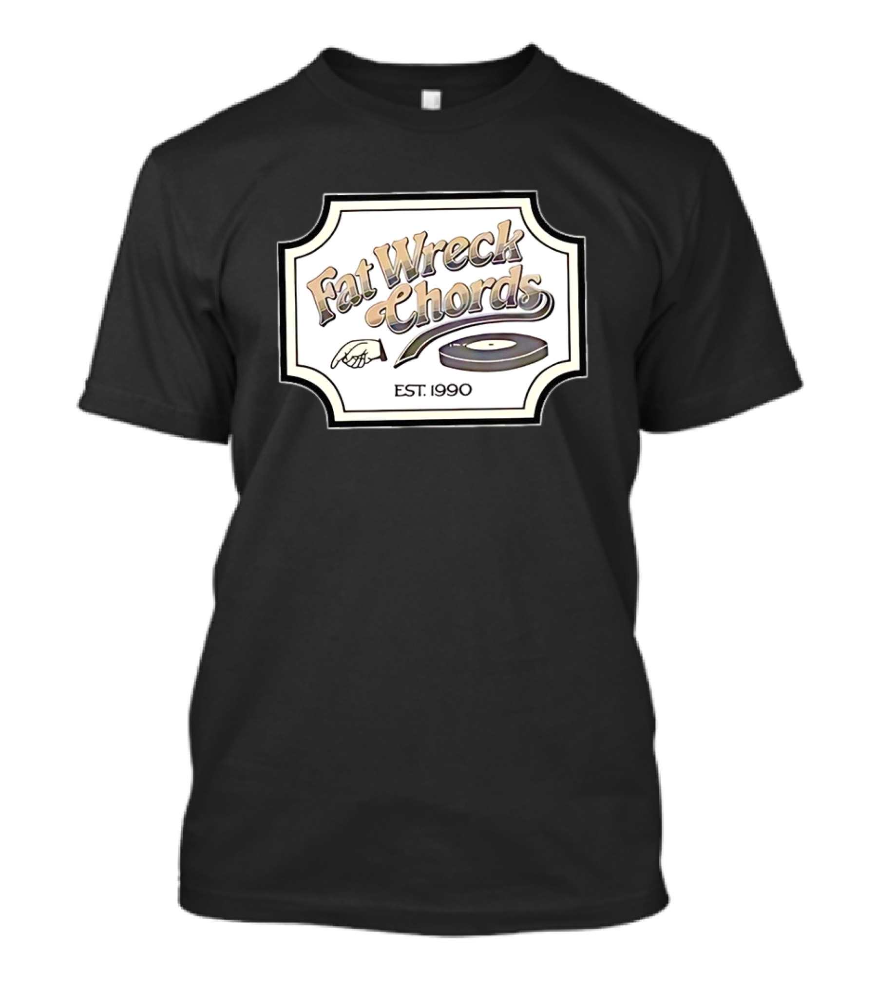 Fat Wreck Chords Established 1990 Record Logo And Hand Pointing T-Shirt