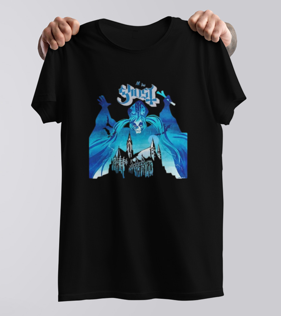 Ghost Miku Halloween Spooky Cathedral Scene T-Shirt