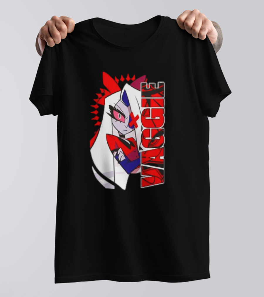 Hozier Hazbin Hotel Vaggie Character Red And White T-Shirt