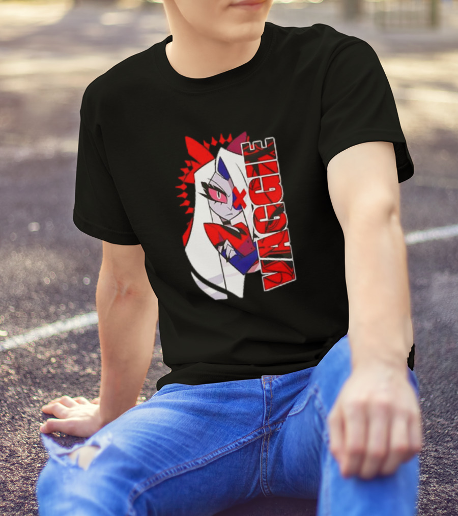 Hozier Hazbin Hotel Vaggie Character Red And White T-Shirt