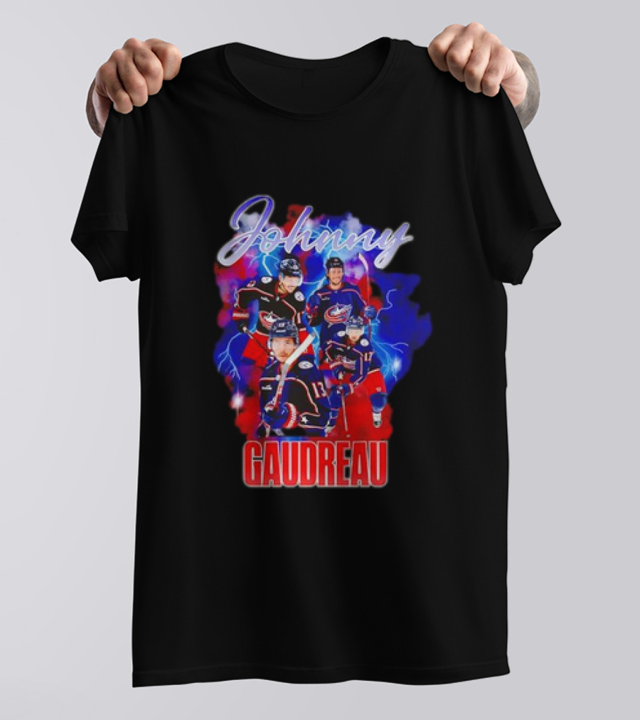 Johnny Gaudreau Columbus Blue Jackets Lightning Action T-Shirt