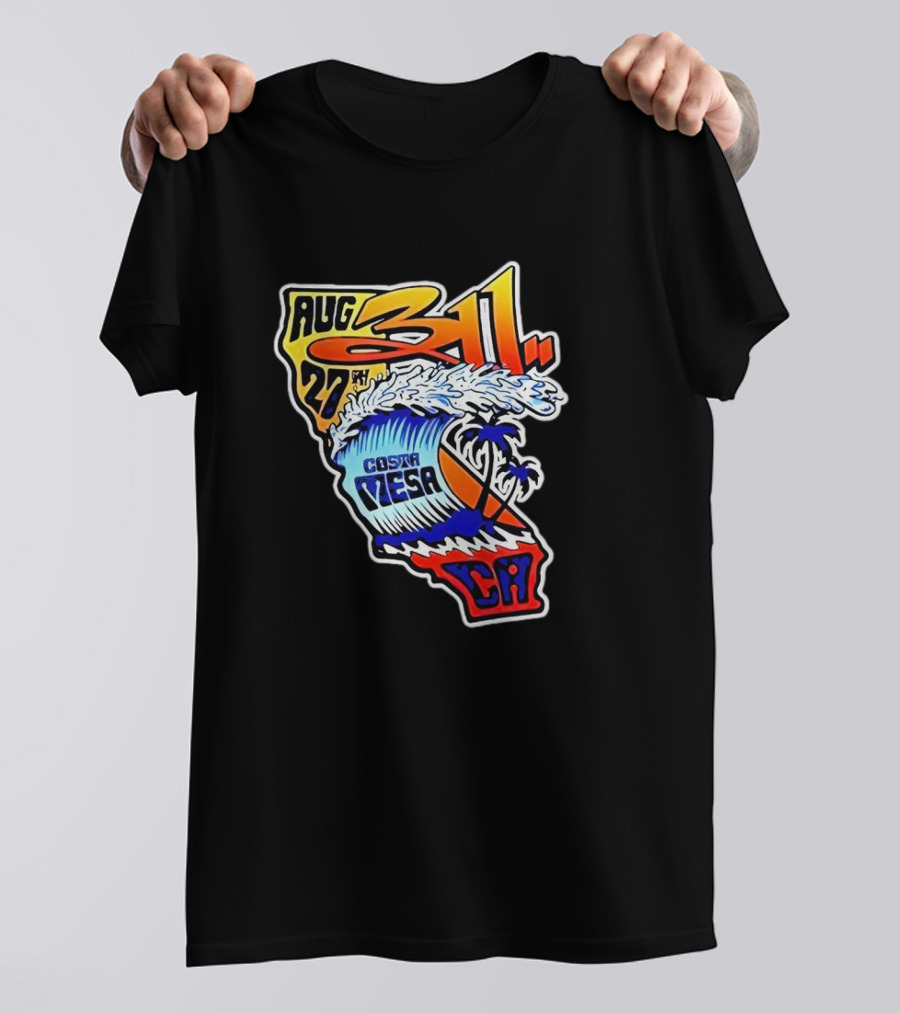 311 Tour Costa Mesa CA August 27 2024 Wave Palm Tree T-Shirt