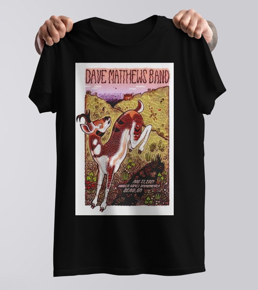 Dave Matthews Band Aug 27 2024 Hayden Homes Amphitheater Bend OR Deer T-Shirt