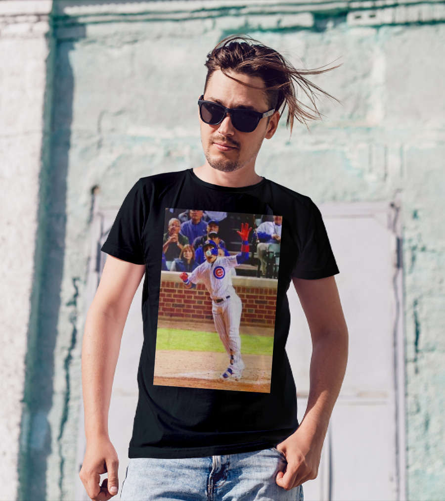 Javy Baez Chicago Cubs Blows A Bubble Hitting Second Home Run Baseball Action T-Shirt